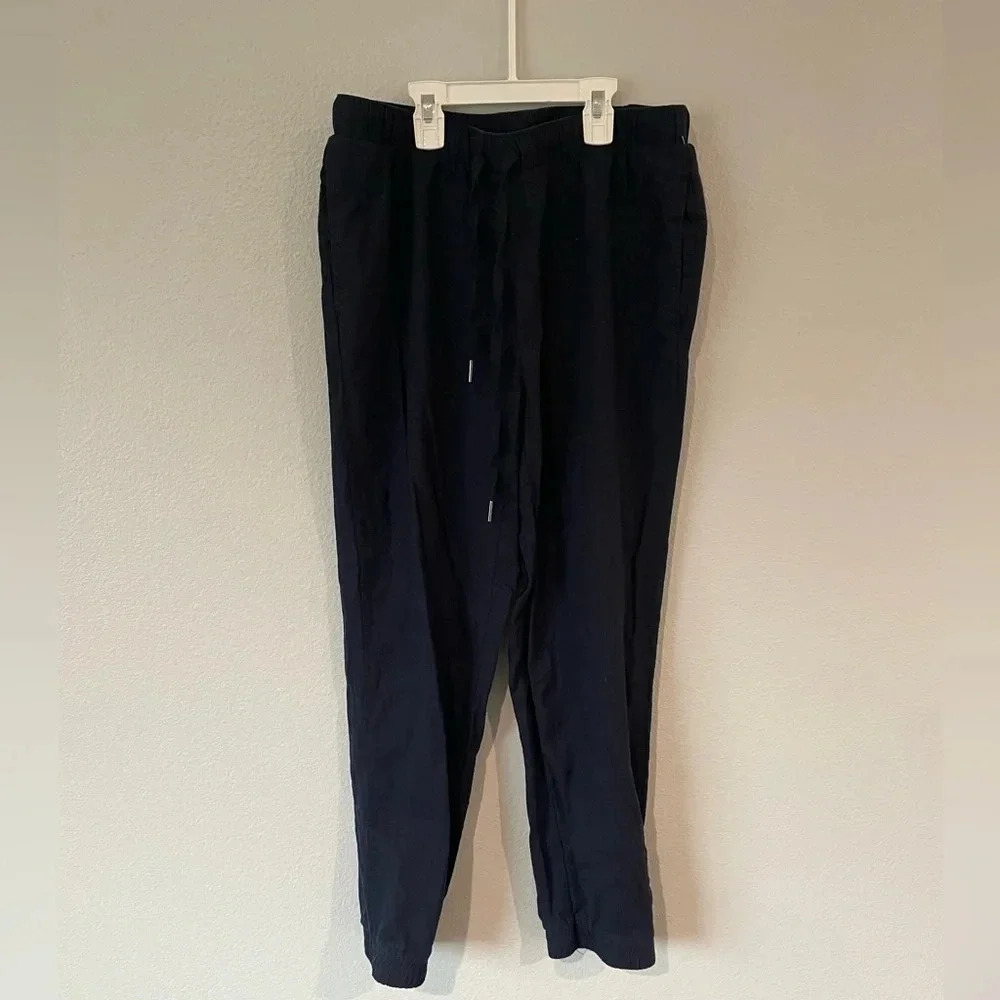 Needle & Cloth sz M navy blue linen drawstring casual pants jogger style